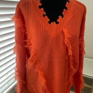 Fringe orange sweater